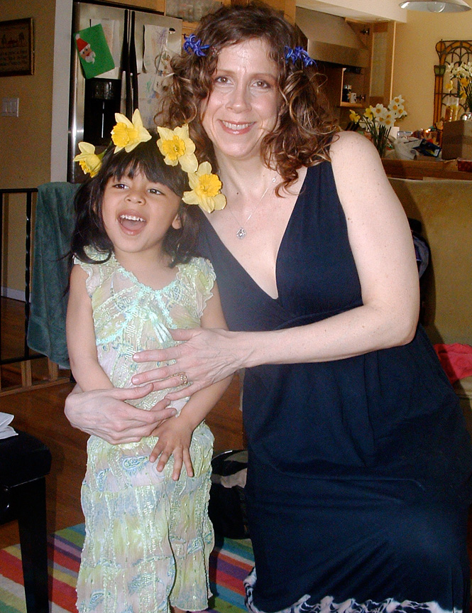 Adoption Goddess Elizabeth Hunter and her daughter sport May Day crowns